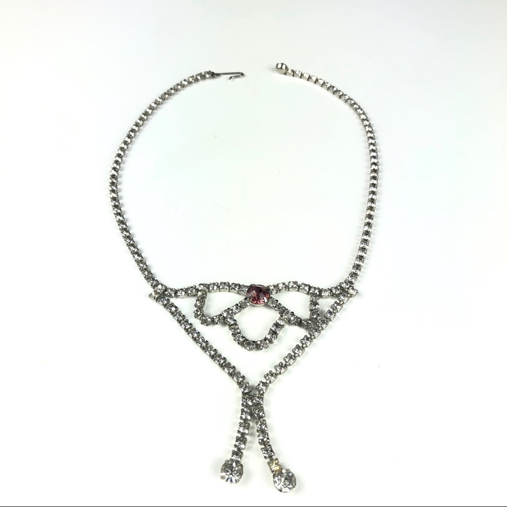 Vintage Icy Rhinestone Negligee Lariat Necklace - Picture 6 of 11